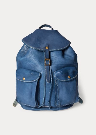 Mochilas Ralph Lauren Hombre Azules - Leather - XKJSN6715